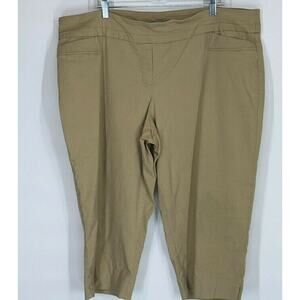 Valerie Stevens Brown Tan Flat Front Chino Cropped Pants Women's Size 24W